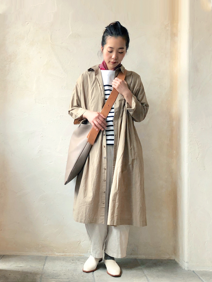 コットンラミーブロードハイネックワンピース Beige コーディネート Nest Robe Online Shop