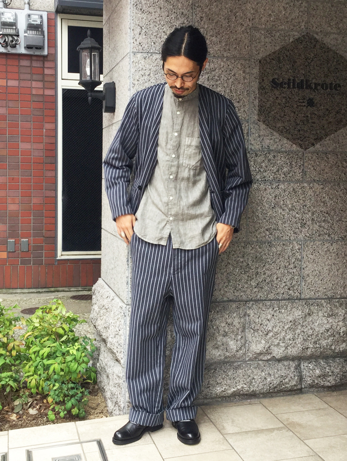 nest robe confect ピケストライプノーカラージャケット/パンツ袖丈約58cm
