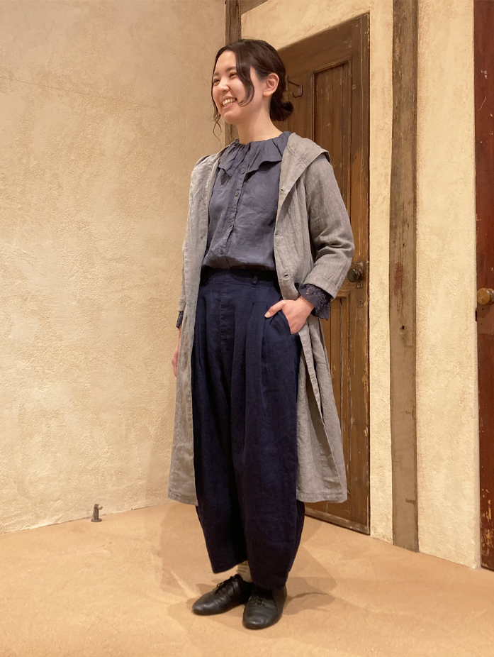 ラミーリネンフーデッドコートワンピース Grey コーディネート Nest Robe Online Shop