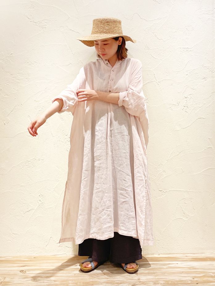 リネンワイドプルオーバーワンピース L Peach コーディネート Nest Robe Online Shop