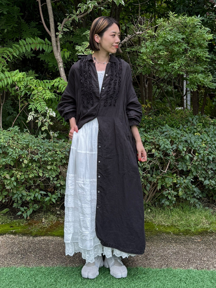 ネストローブnest Robeスカラップレースワンピ黒 | nest Robe リネン