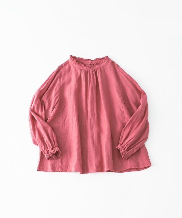 Natural dye linen stand frilled collar blouse | ONLINE SHOP | nest 