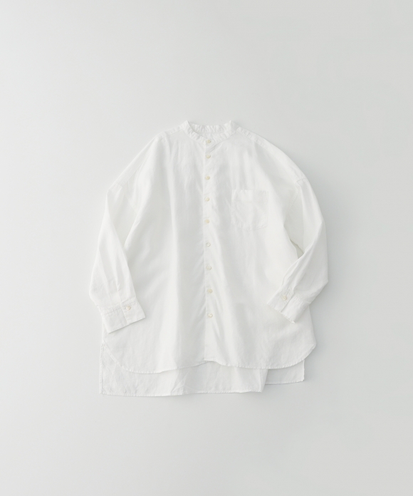 リネンハイカウントバンドカラーシャツ｜nest Robe ONLINE SHOP