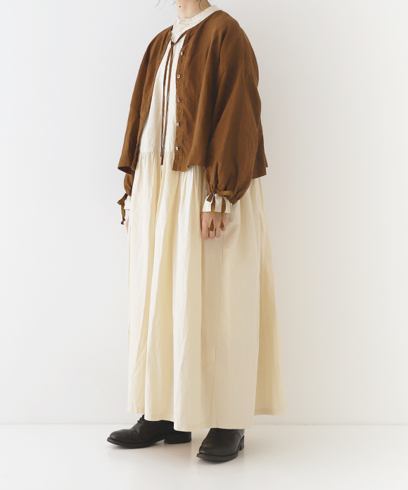 リネン超撥水ギャザースリーブショートシャツ new fabric|nest Robe