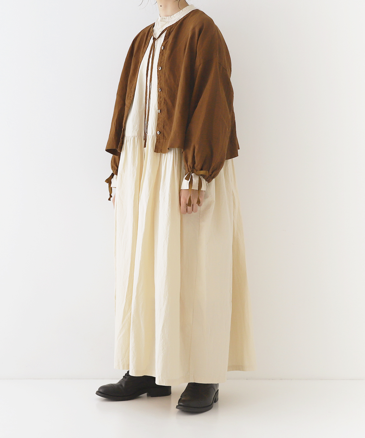 リネン超撥水ギャザースリーブショートシャツ new fabric｜nest Robe 