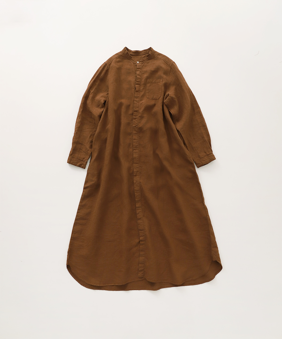 リネンバンドカラーシャツワンピース new fabric｜nest Robe 