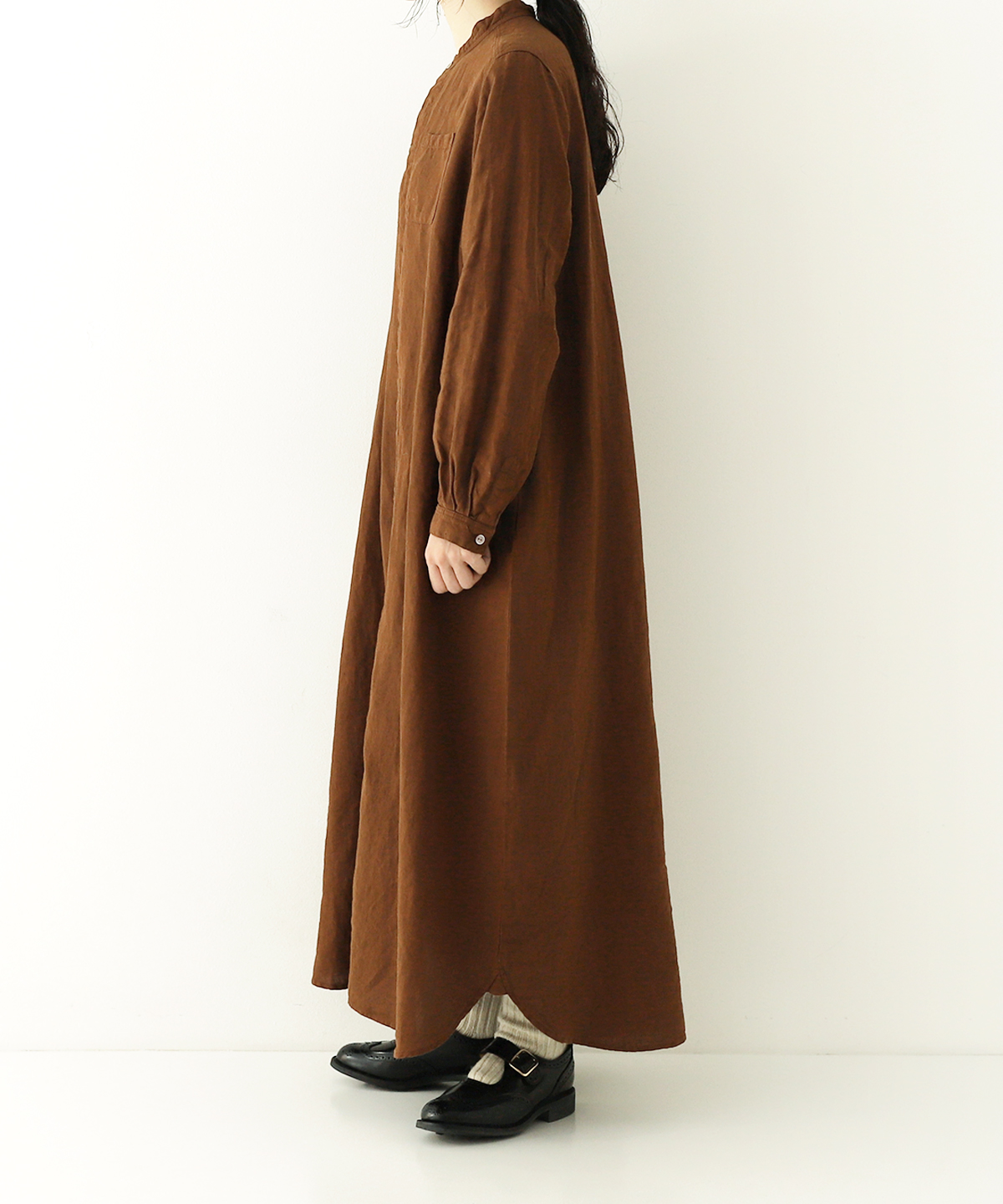 リネンバンドカラーシャツワンピース new fabric｜nest Robe ONLINE SHOP