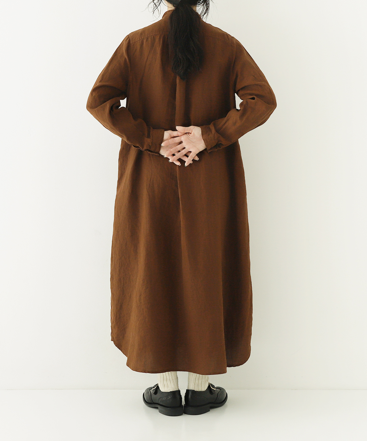 リネンバンドカラーシャツワンピース new fabric｜nest Robe ONLINE SHOP