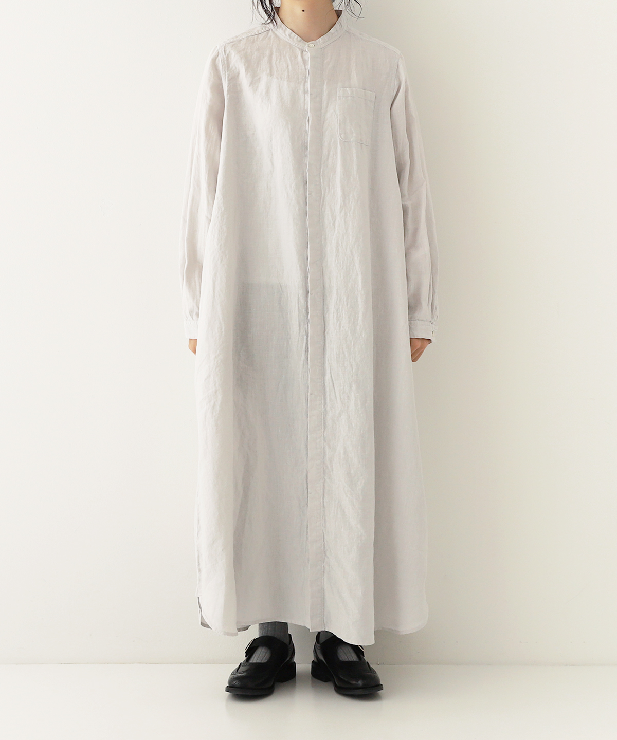 リネンバンドカラーシャツワンピース new fabric｜nest Robe ONLINE SHOP