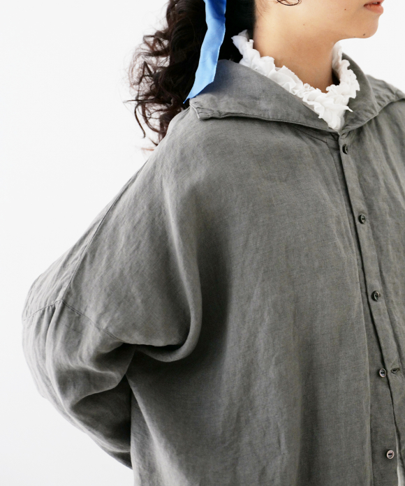 天然染め ウイングカラーオーバーシャツ|nest Robe ONLINE SHOP