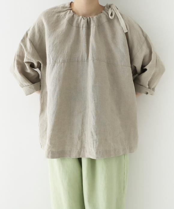 リネン近江晒 ドローストリングブラウス|nest Robe ONLINE SHOP