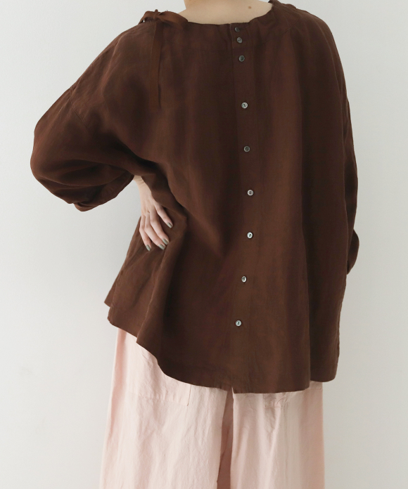 リネン近江晒 ドローストリングブラウス|nest Robe ONLINE SHOP