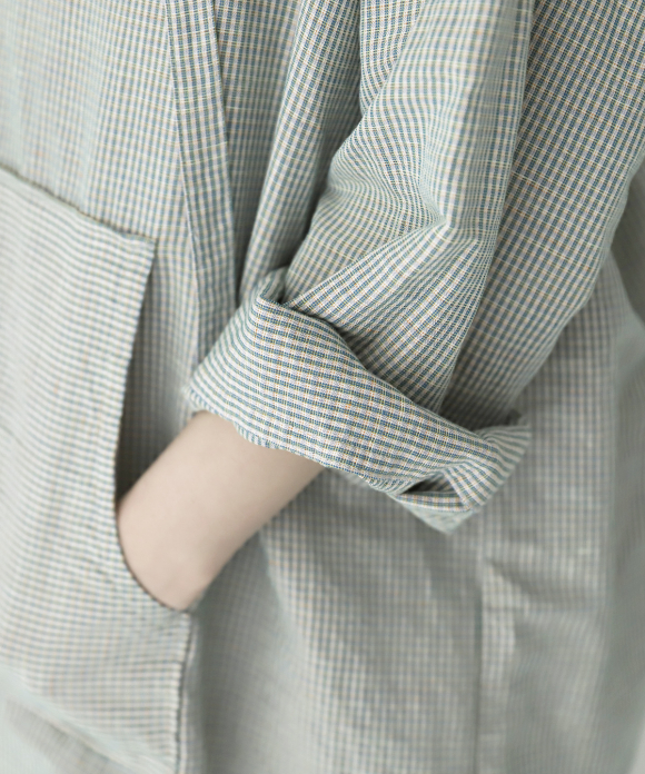 ネストローブ　コットンリネンチェック メキシカンフードブラウス　新品 オンラインファッション - ネストローブ コットンリネンチェック