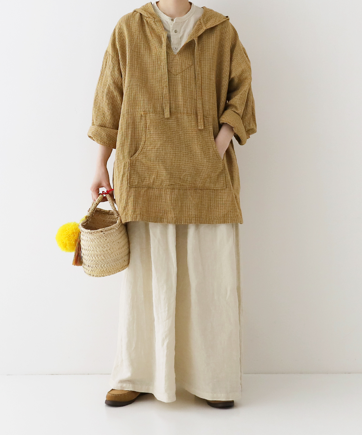 コットンリネンチェック メキシカンフードブラウス｜nest Robe ONLINE SHOP