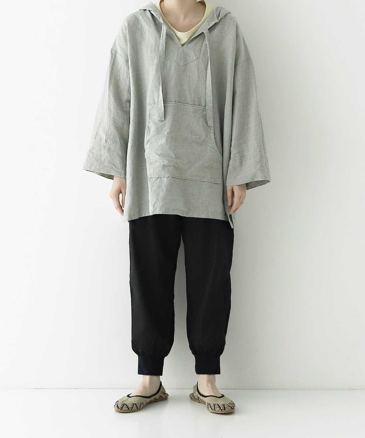 nest robe コットンリネンチェック メキシカンフード ブラウス www