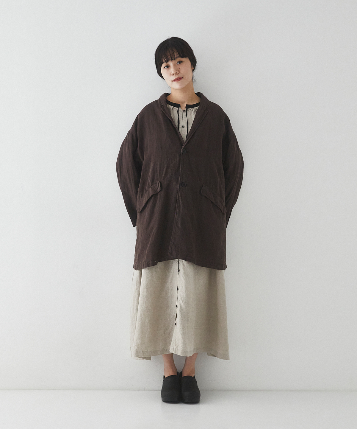 ブラックリネン ロングジャケット｜nest Robe ONLINE SHOP