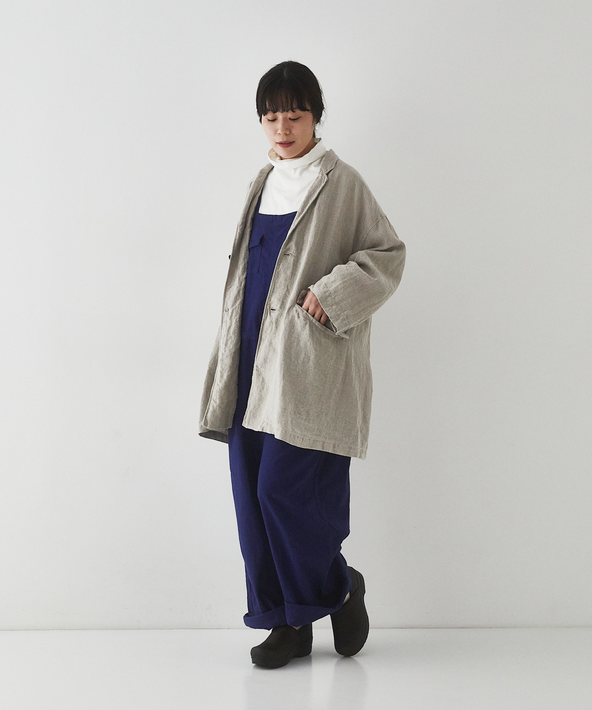 ブラックリネン ロングジャケット｜nest Robe ONLINE SHOP