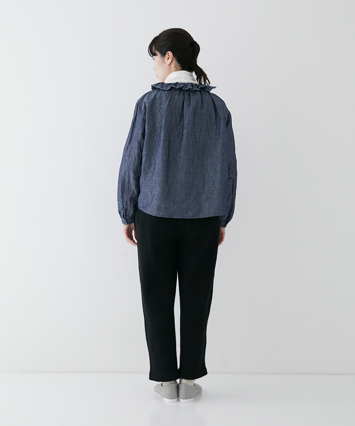 コットンリネンダンガリーフリルシャツ new fabric｜nest Robe 