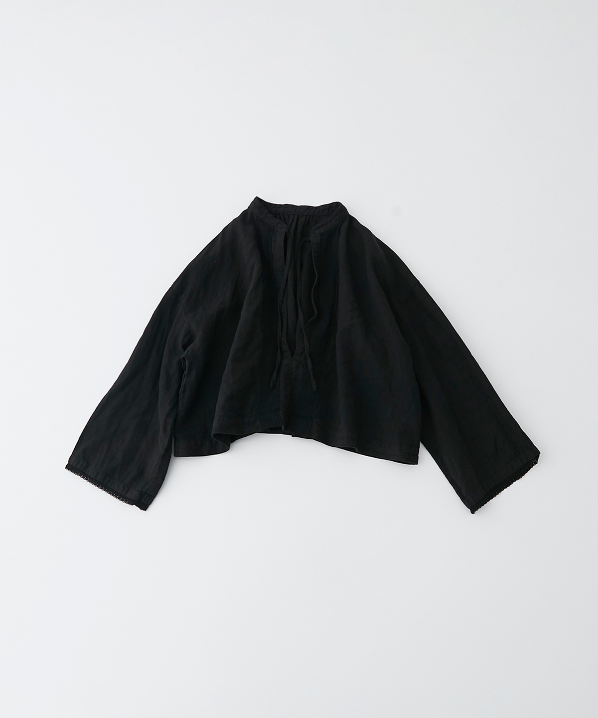 ブラックリネン×レース ショートチャーチスモック|nest Robe ONLINE SHOP