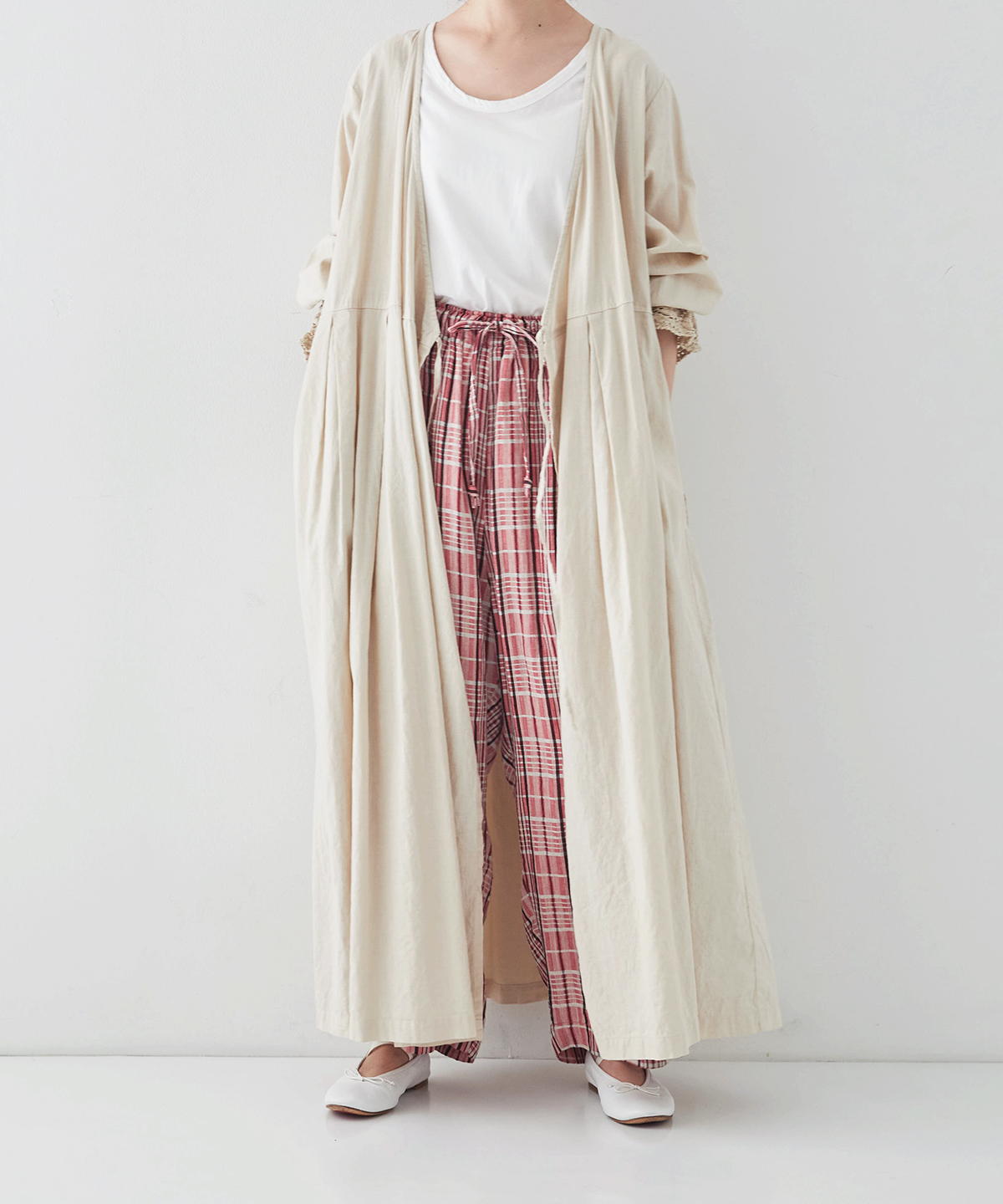 UpcycleLino】レースフレアスリーブカシュクールドレス｜nest Robe 