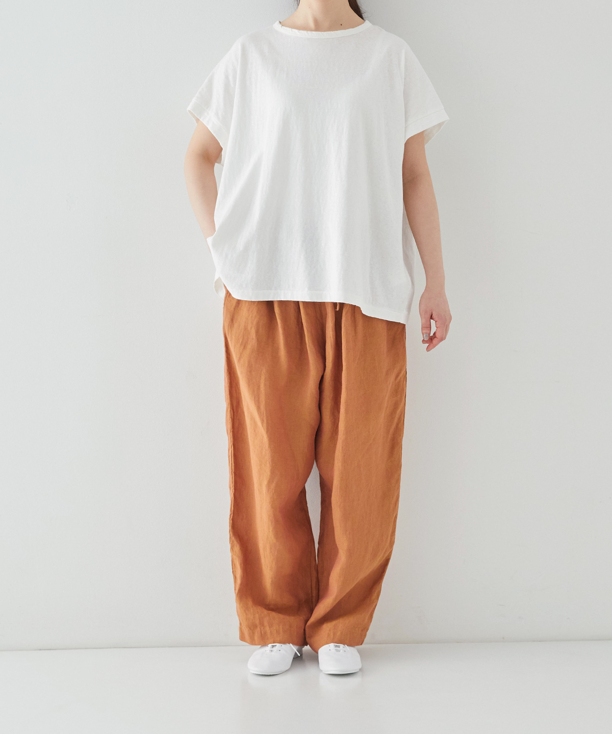 ネストローブ【UpcycleLino】BASIC 天竺長袖ビッグTee サイズ1-