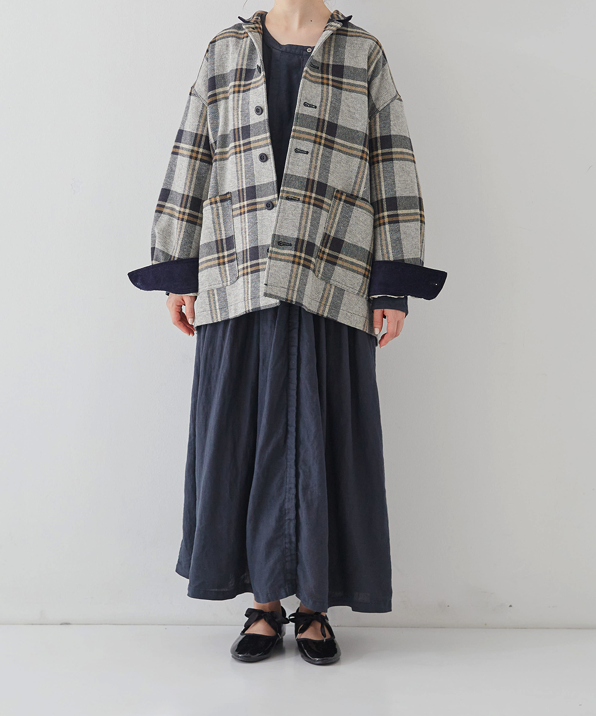 コットンヘビーツイル チェックシャツジャケット｜nest Robe ONLINE SHOP