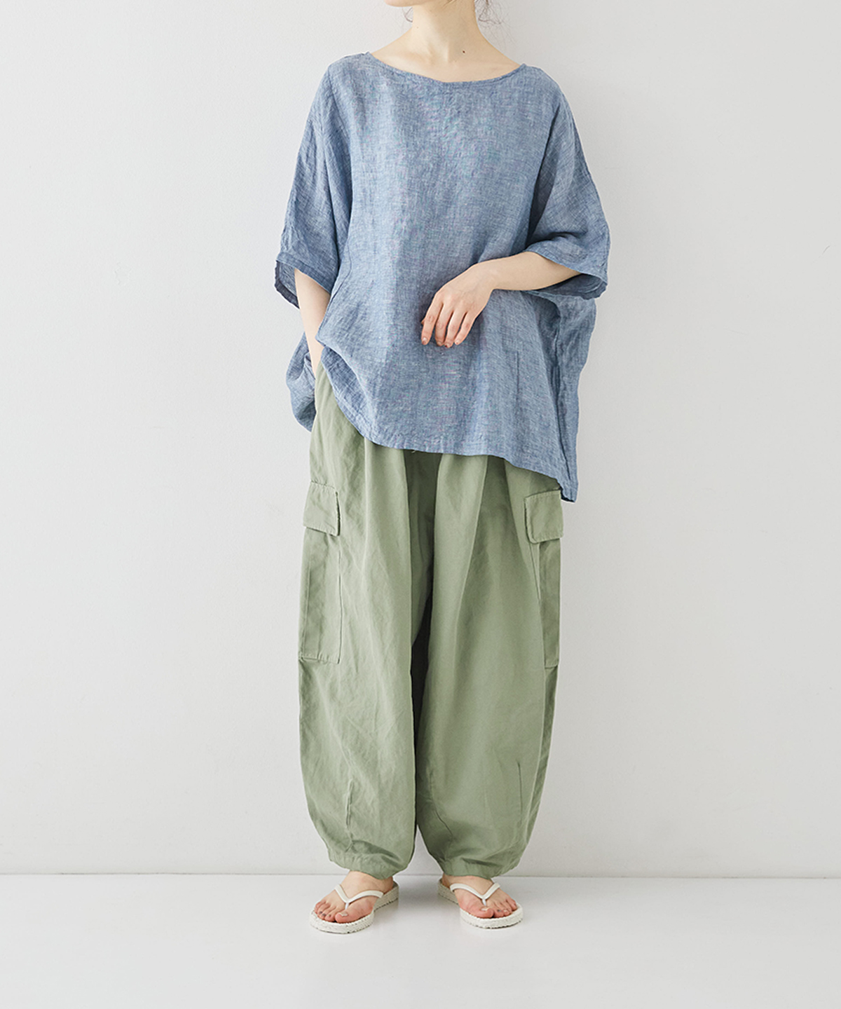 コットンリネン石目 コクーンカーゴパンツ｜nest Robe ONLINE SHOP