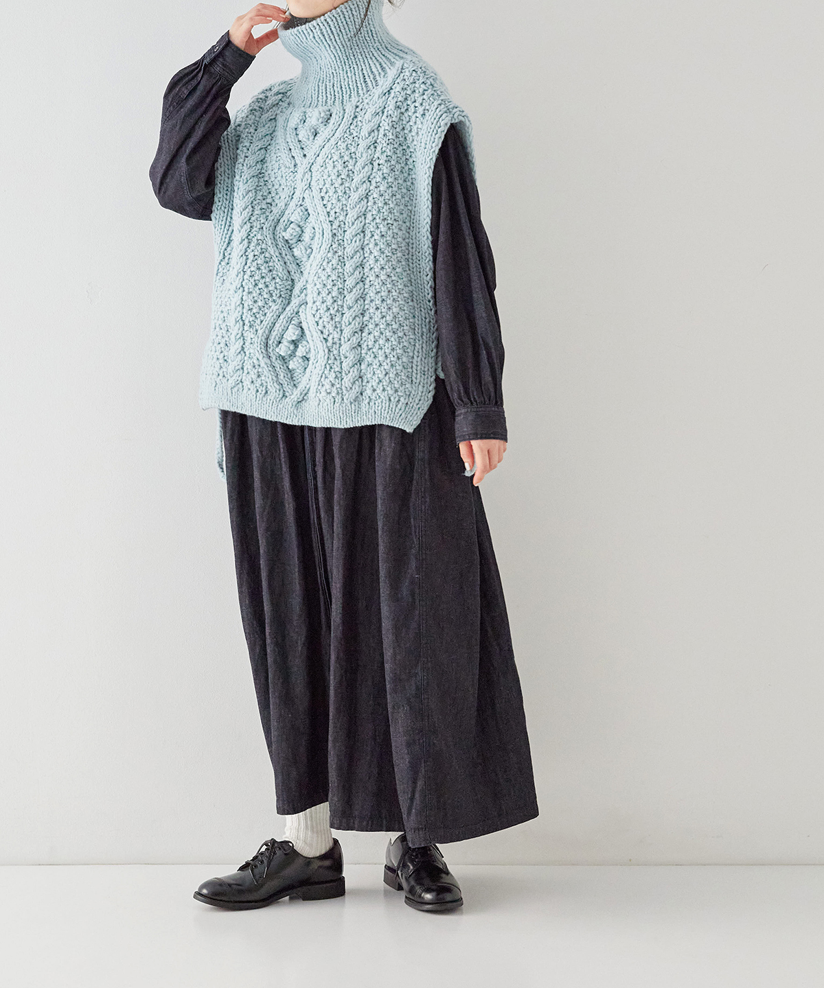 ペルーニット ポップコーンケーブル ベスト｜nest Robe ONLINE SHOP