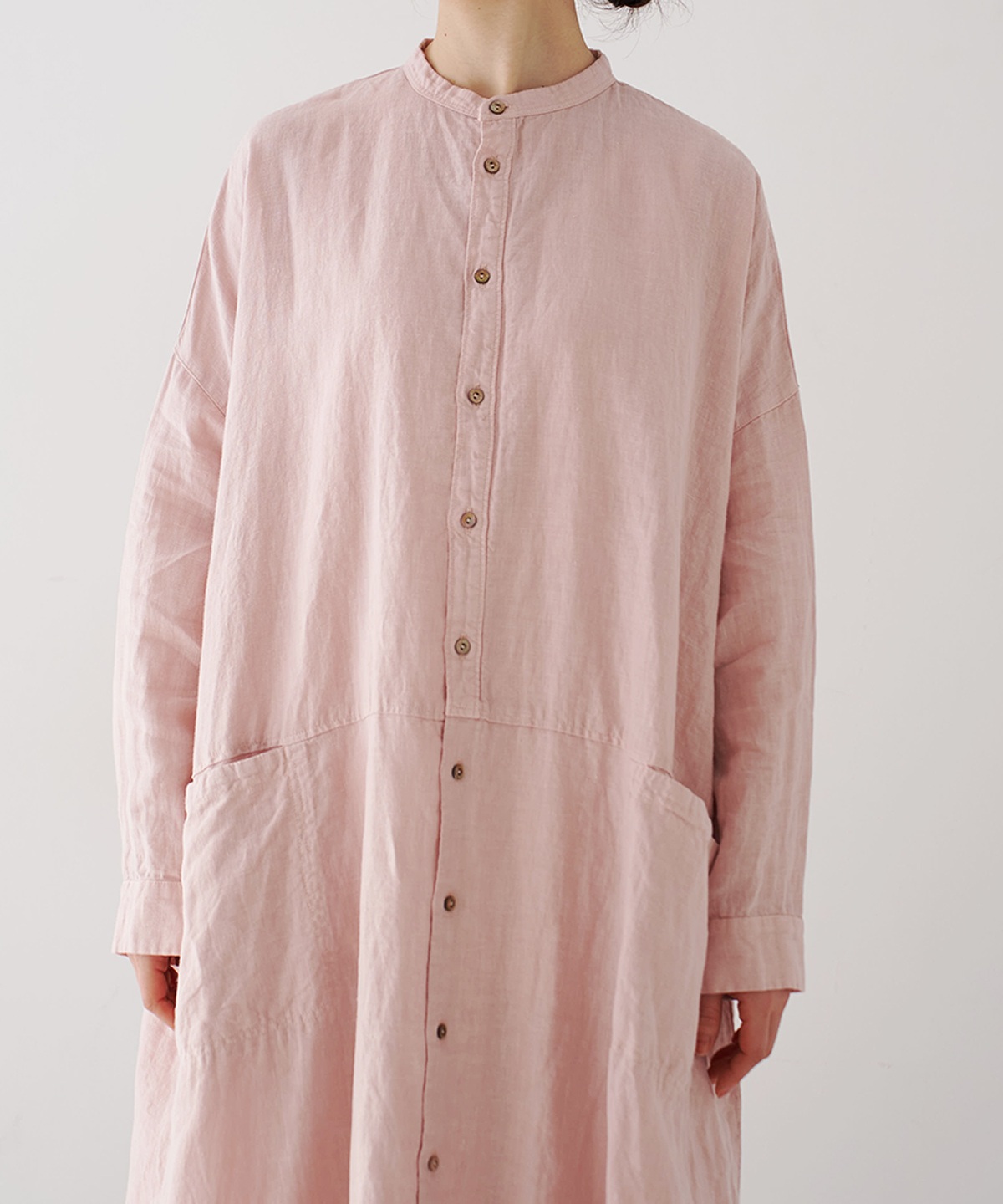 リネン天然染めビッグシャツワンピース｜nest Robe ONLINE SHOP