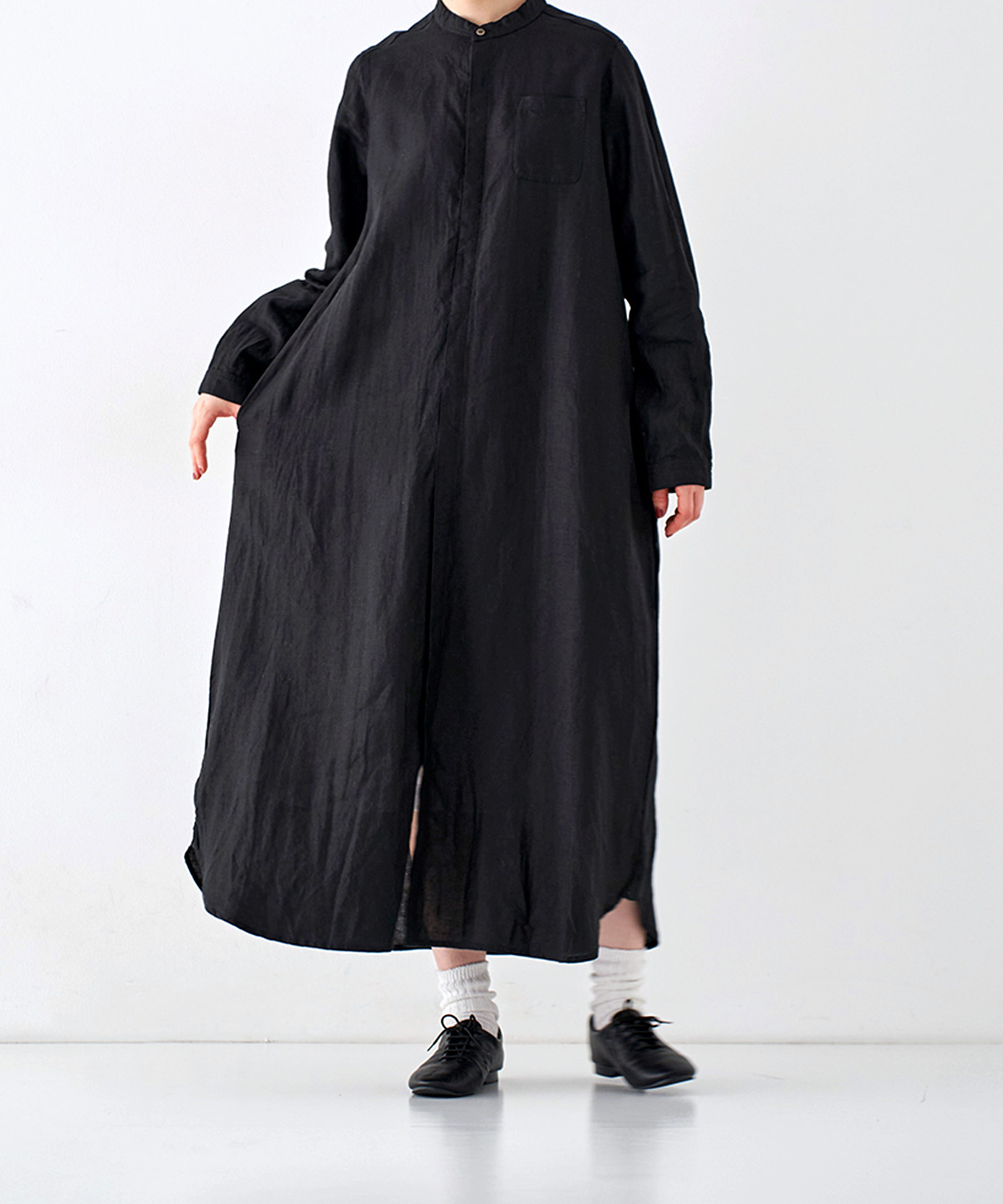 リネンバンドカラーシャツワンピース｜nest Robe ONLINE SHOP