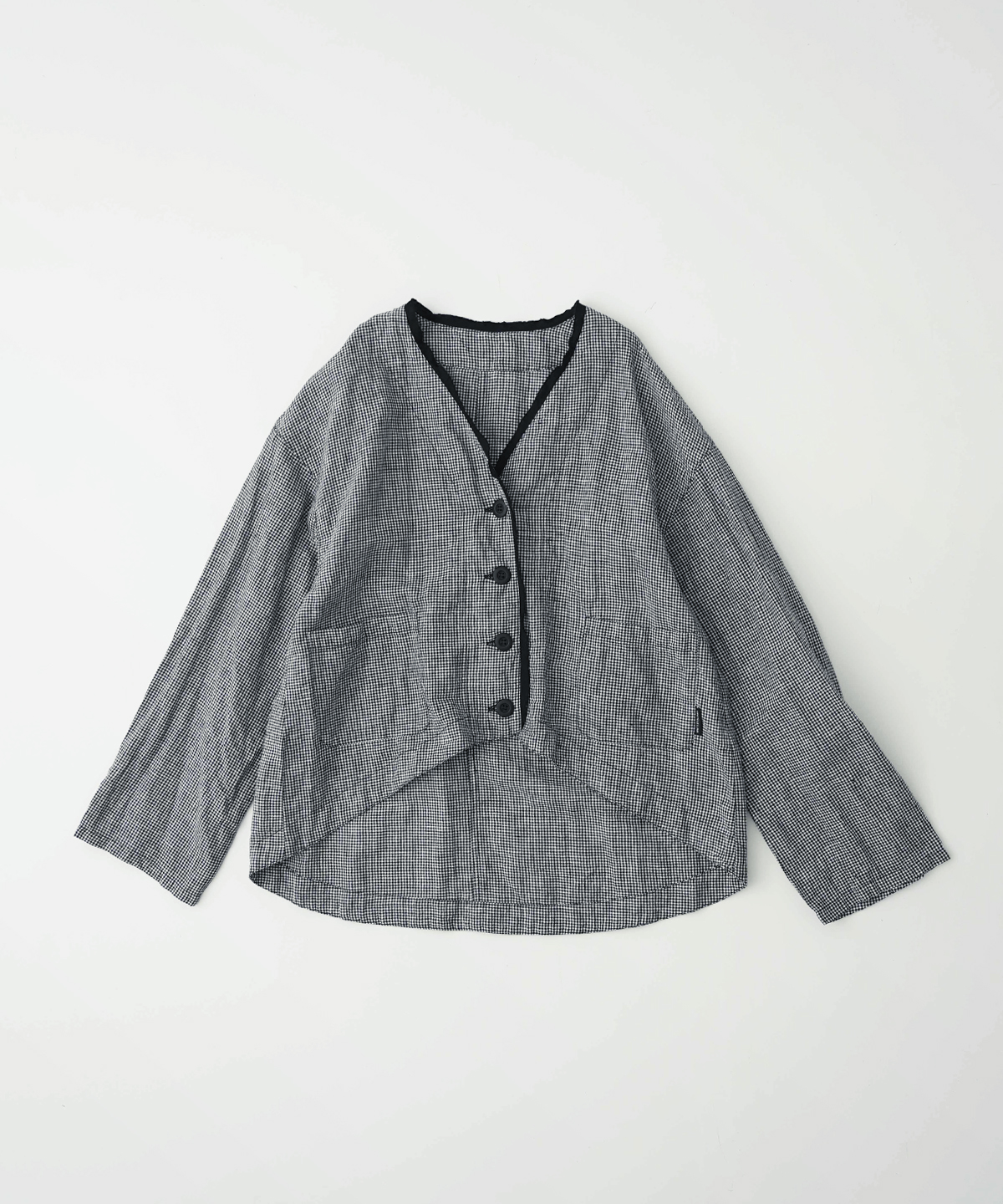 UpcycleLino】ギンガムモーニングジャケット｜nest Robe