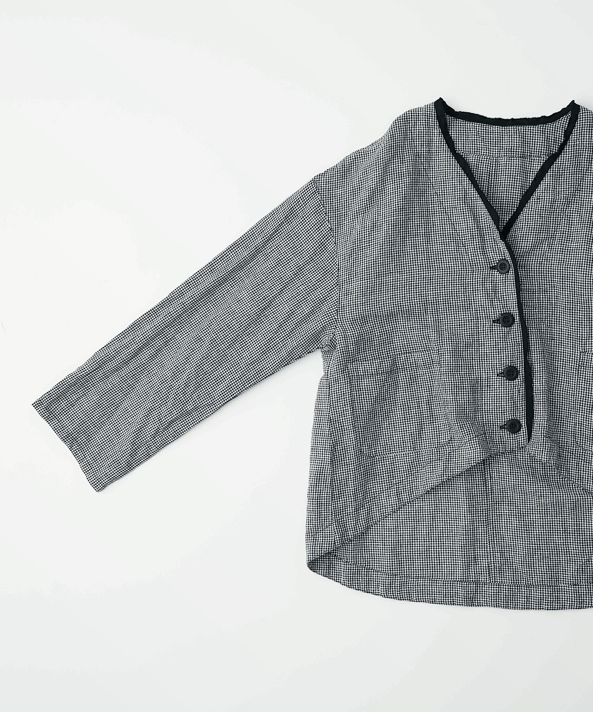 UpcycleLino】ギンガムモーニングジャケット｜nest Robe