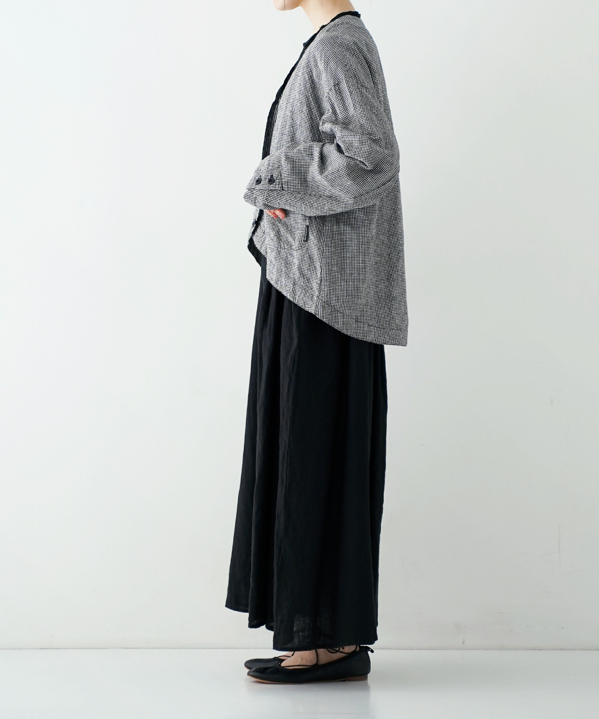 UpcycleLino】ギンガムモーニングジャケット｜nest Robe