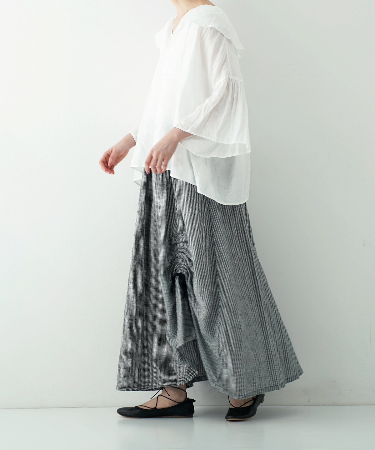 UpcycleLino] ギンガムドロストスカート｜nest Robe / CONFECT ONLINE SHOP