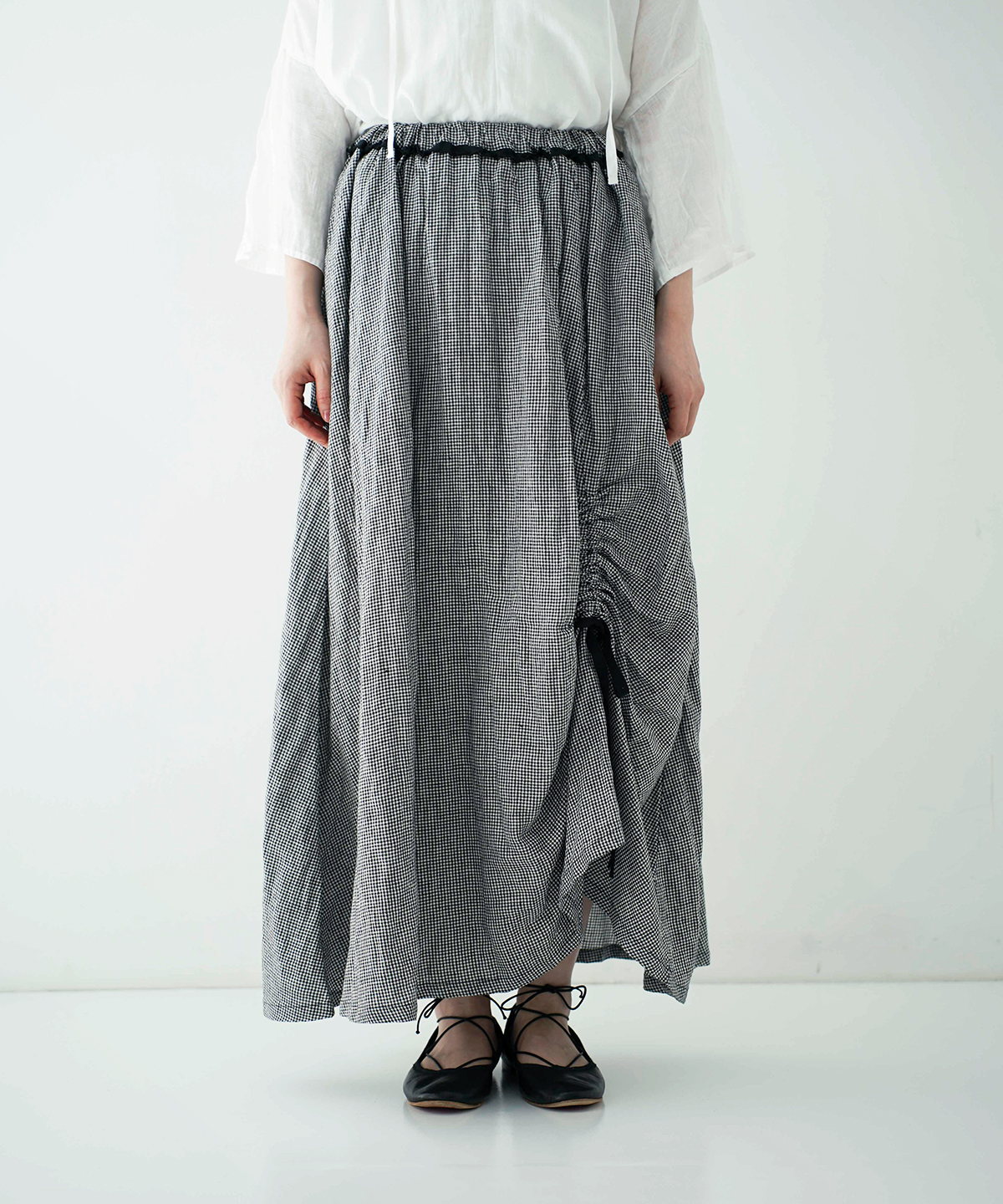 UpcycleLino】ギンガムドロストスカート｜nest Robe / CONFECT