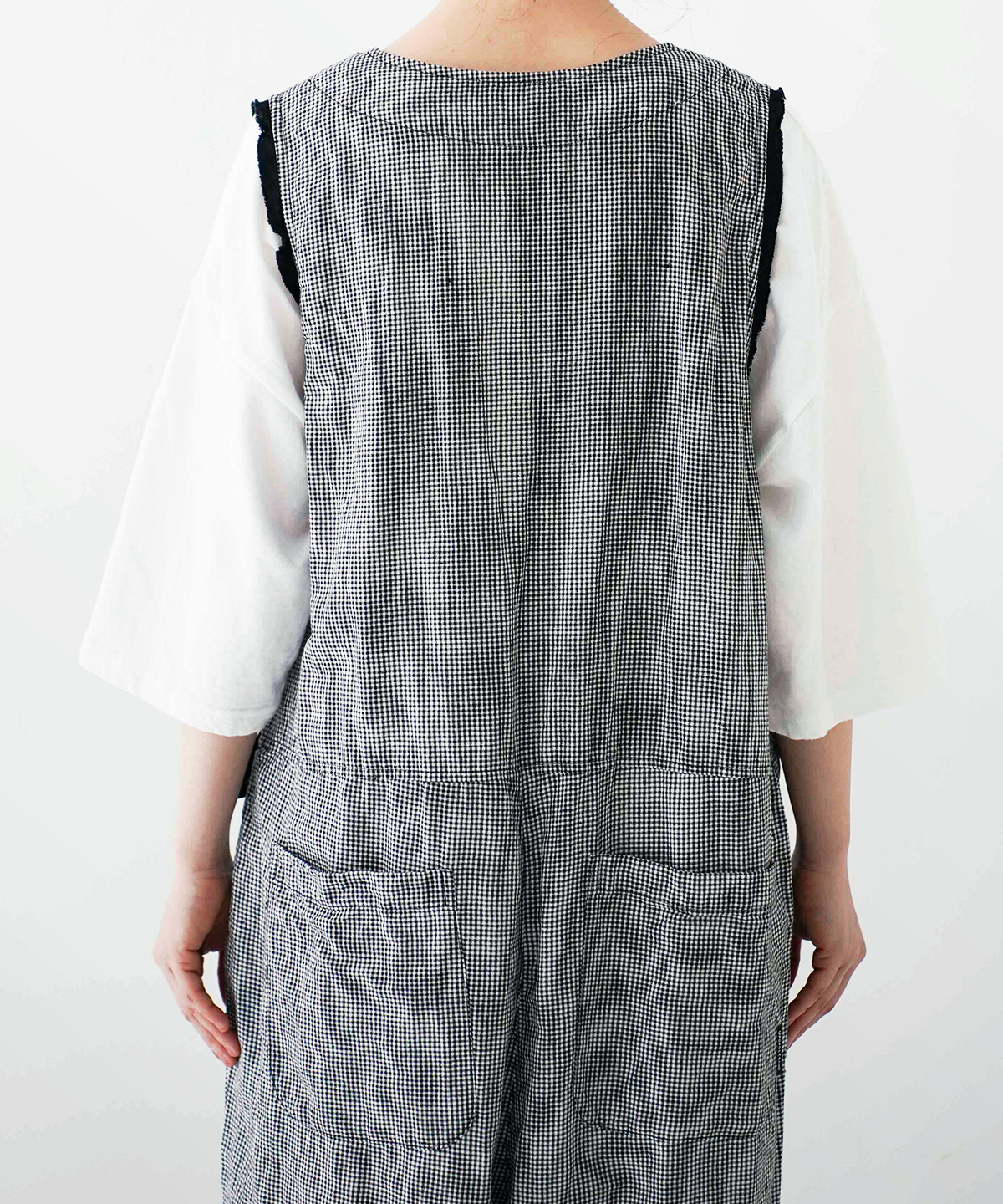 UpcycleLino】ギンガムアシメサロペット｜nest Robe / CONFECT