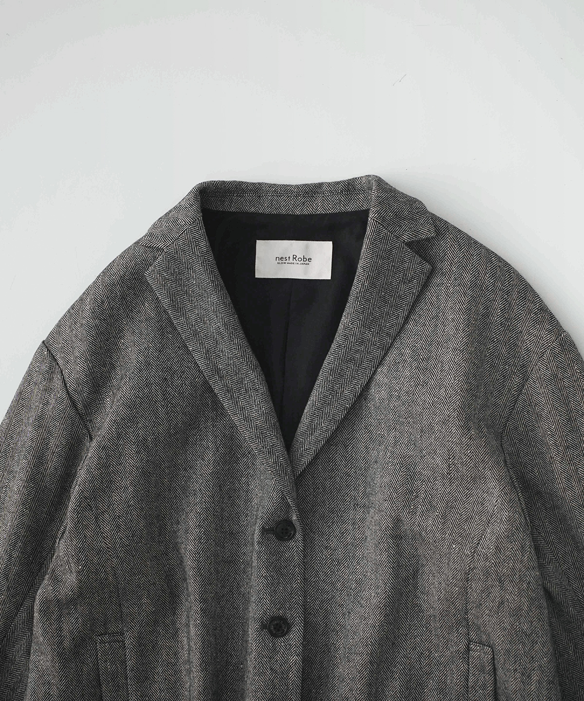 nest robe ウールコットンヘリンボンジャケット ウールコットンへ