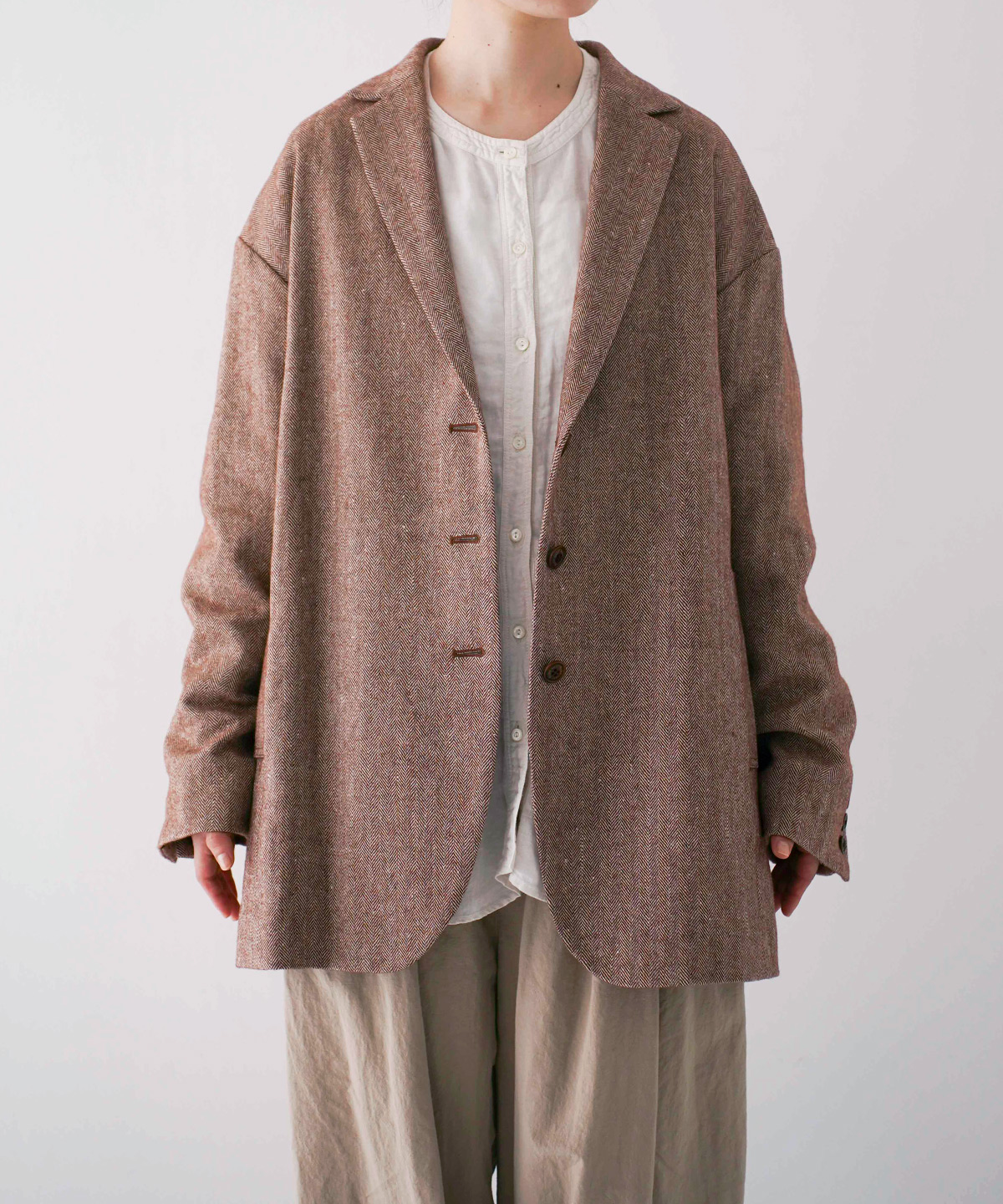 リネンウールヘリンボーンジャケット｜nest Robe / CONFECT