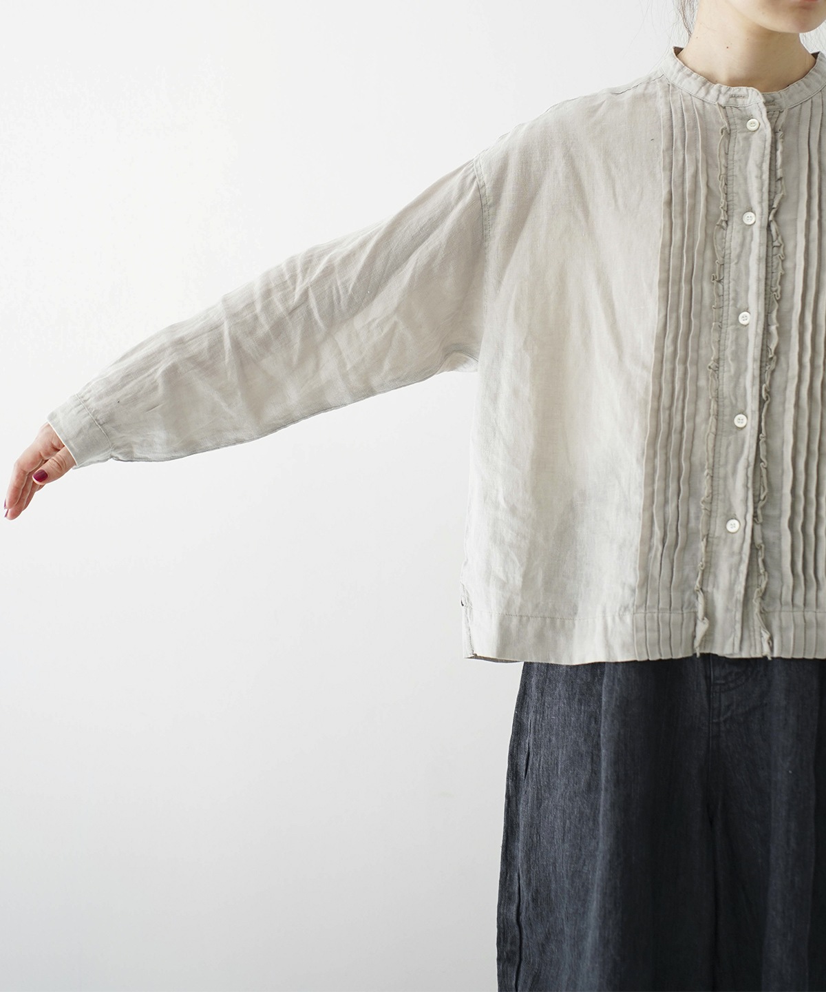 今期 ネストローブ プレーンリネンタックフロントシャツ