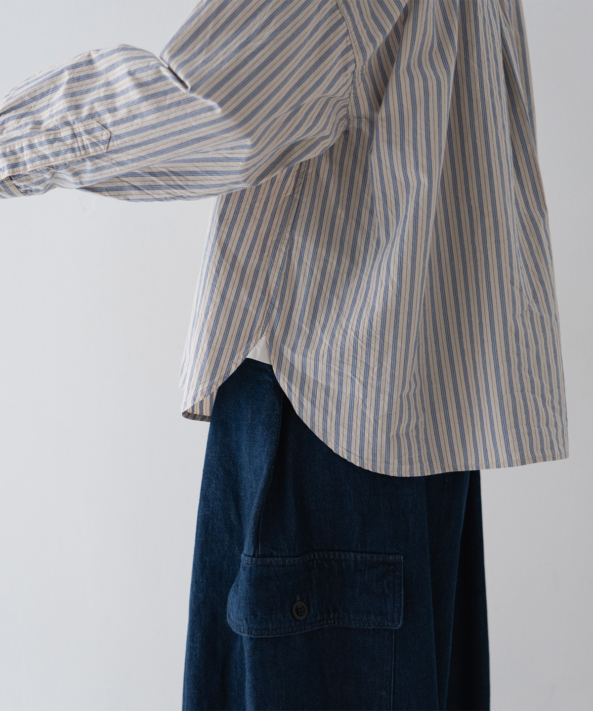 コットンストライププルオンシャツ｜nest Robe / CONFECT ONLINE SHOP