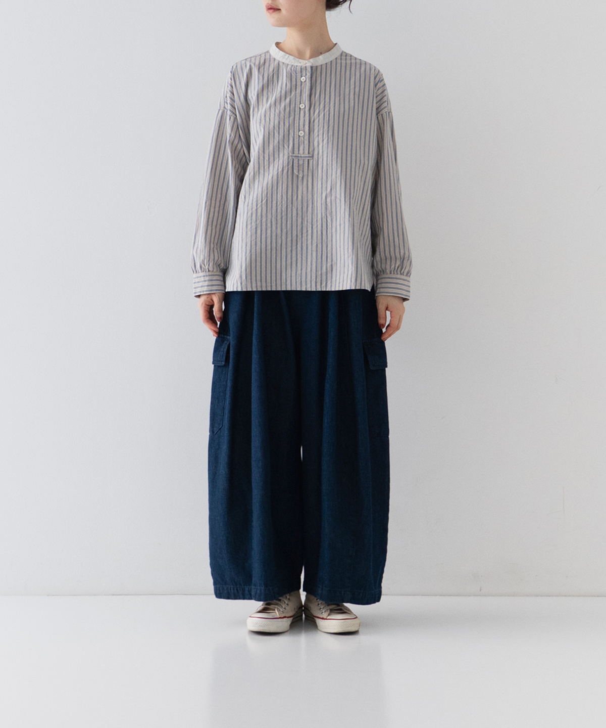 コットンストライププルオンシャツ｜nest Robe / CONFECT ONLINE