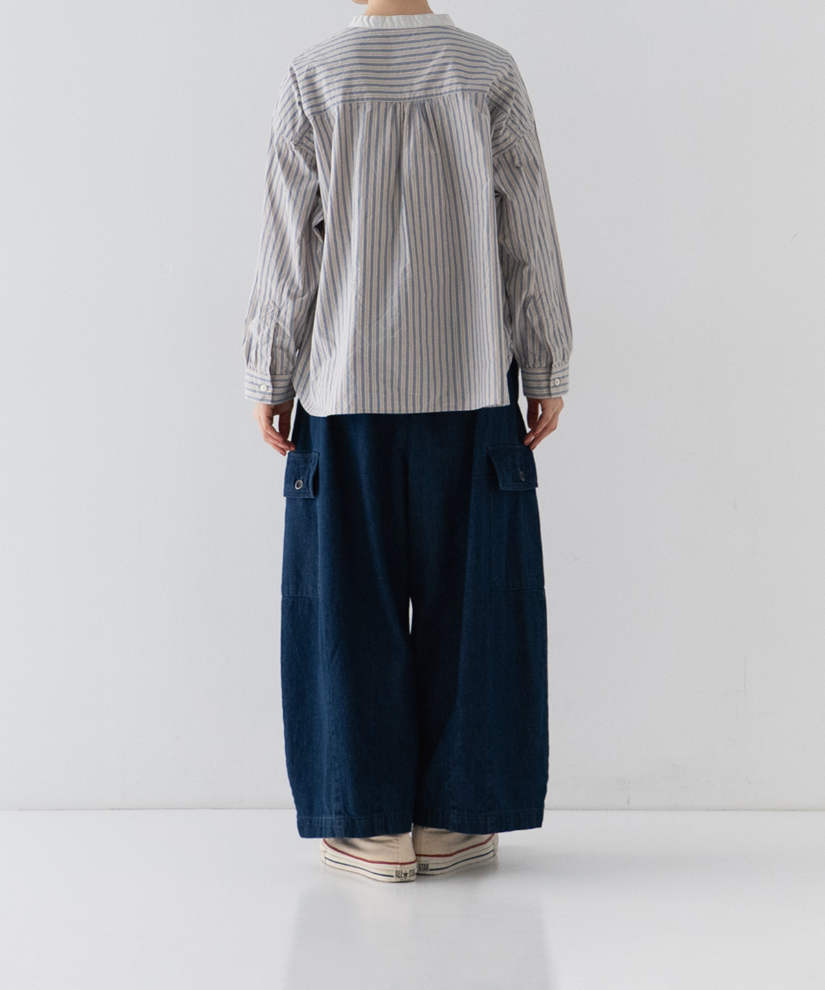 nestrobeネストローブ　コットンストライププルオンシャツ コットンストライププルオンシャツ｜nest Robe / CONFECT ONLINE SHOP