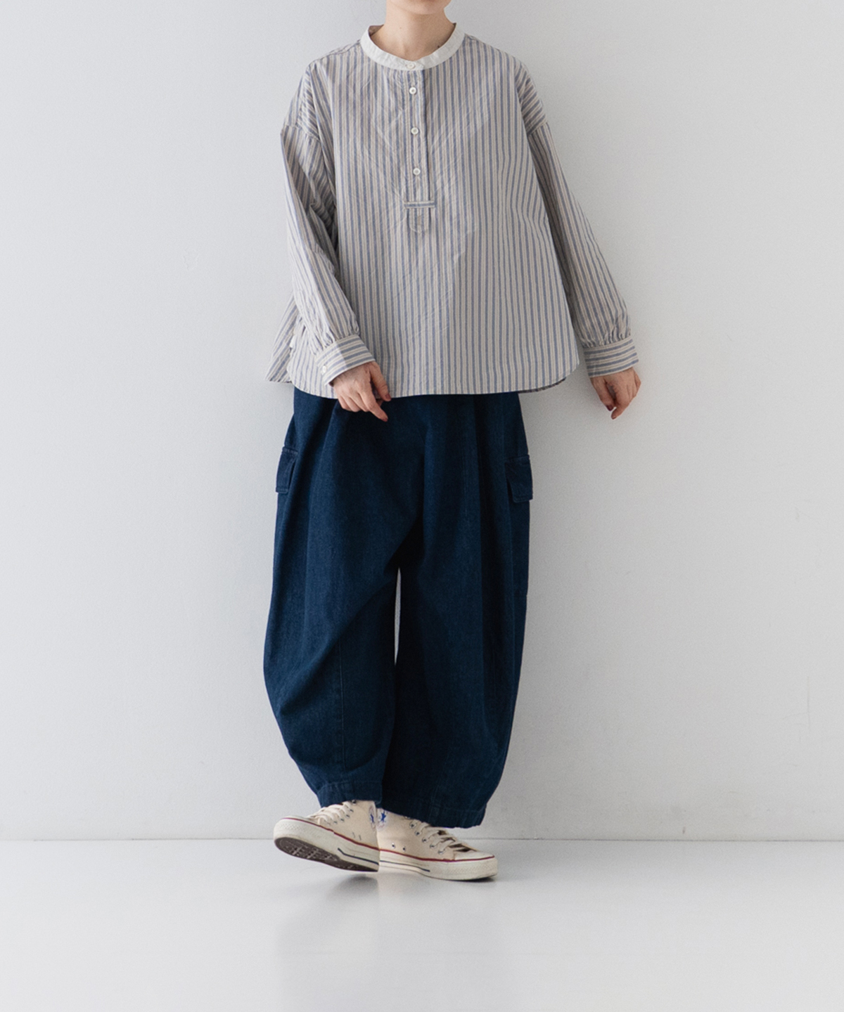 コットンストライププルオンシャツ｜nest Robe / CONFECT ONLINE SHOP