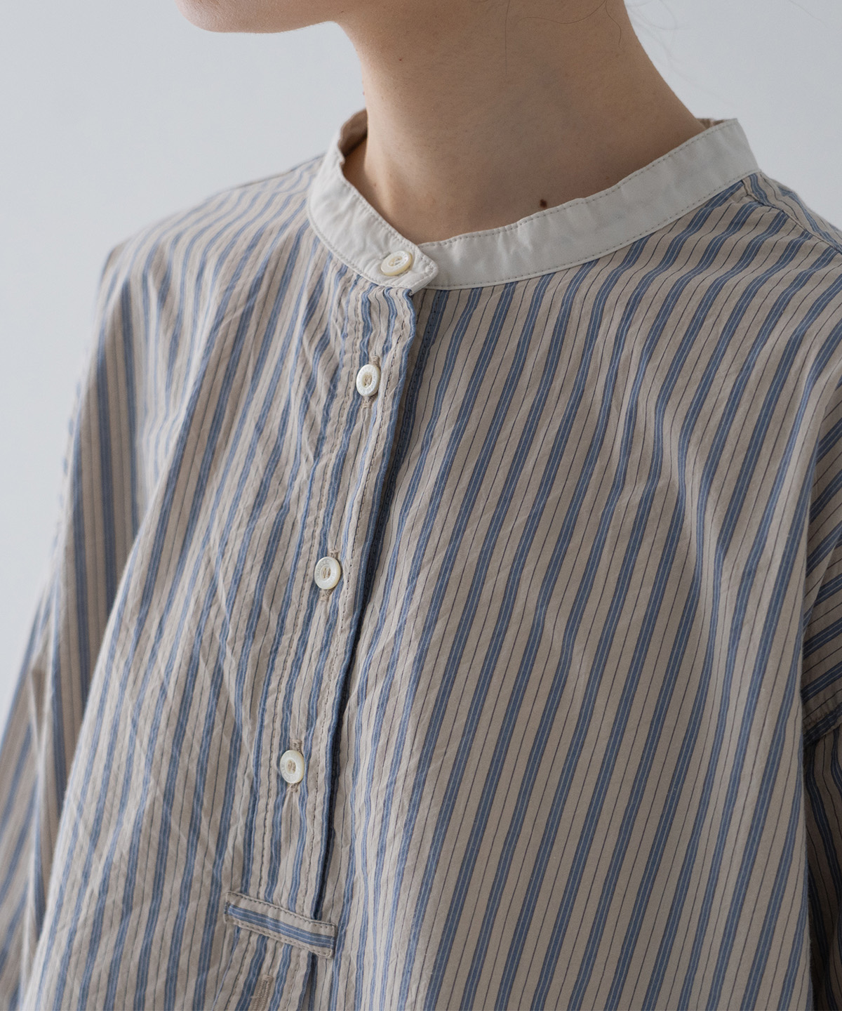 コットンストライププルオンシャツ｜nest Robe / CONFECT ONLINE SHOP