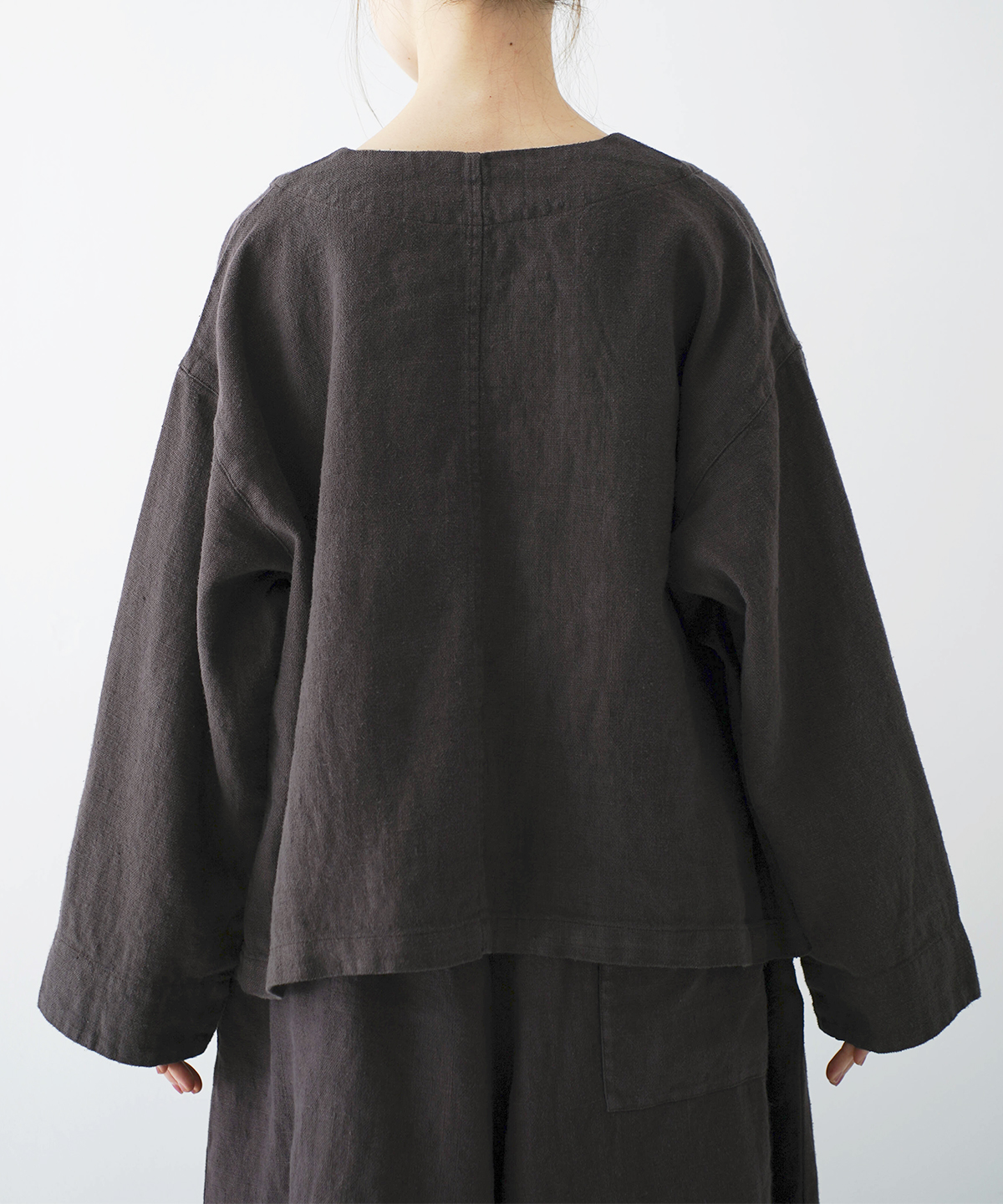 ヘビーリネンノーカラージャケット｜nest Robe / CONFECT ONLINE
