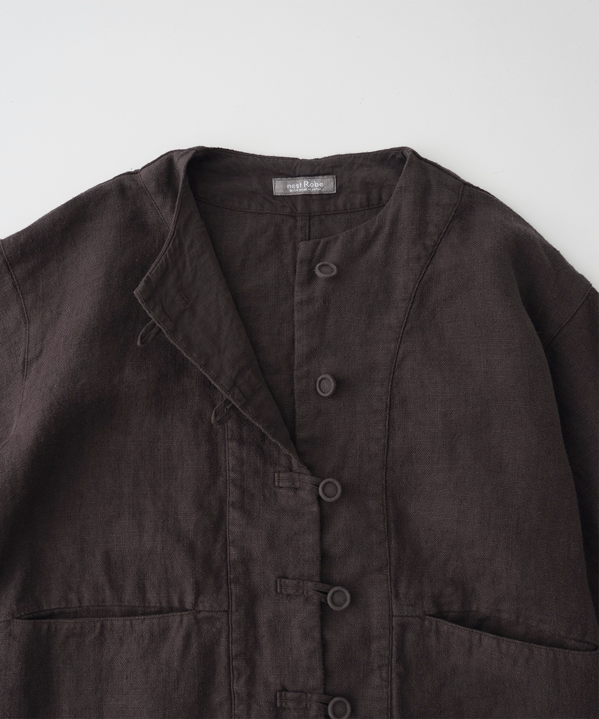 【美品】nest Robe CONFFECT ノーカラーリネンジャケット KIGIさん別注】UpcycleLino KUSHA ジャケット Limited Edition