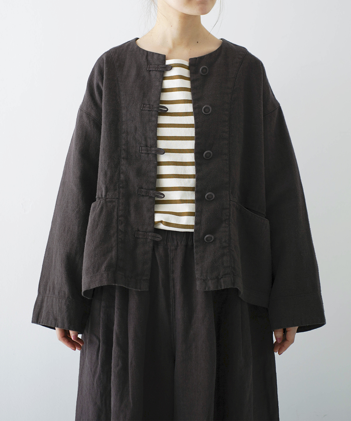 【美品】nest Robe CONFFECT ノーカラーリネンジャケット ヘビーリネンノーカラージャケット｜nest Robe / CONFECT ONLINE