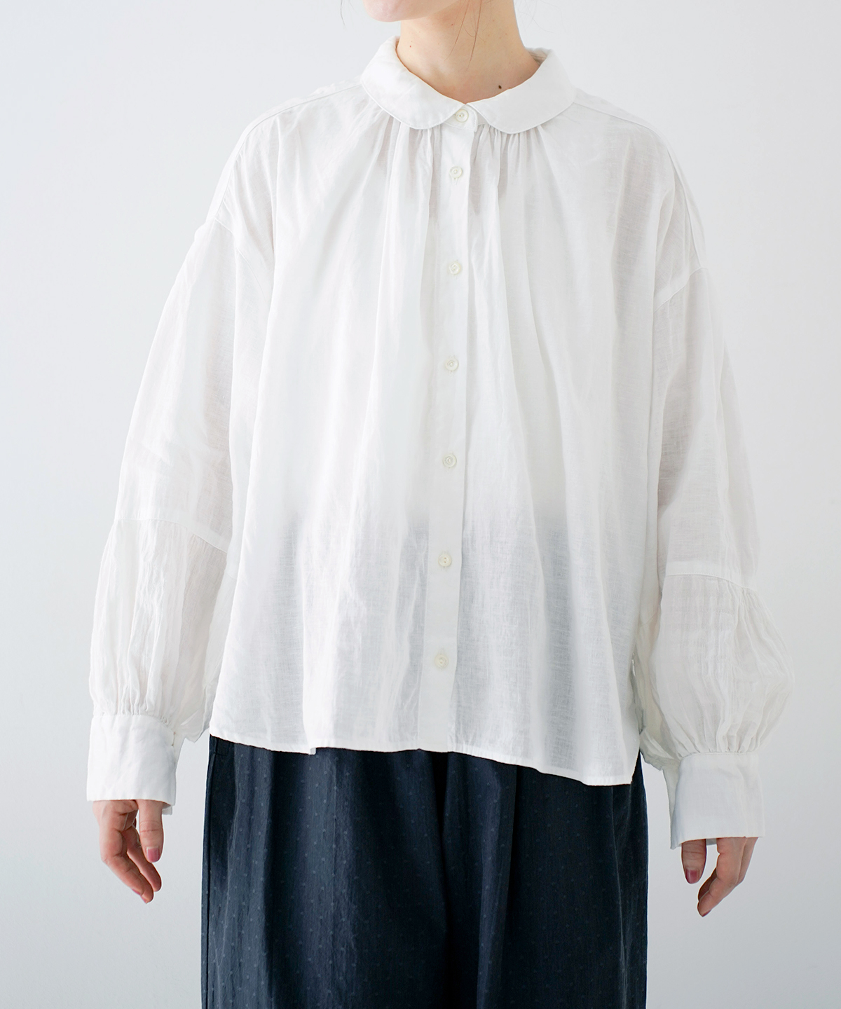 UpcycleLino】切替えスリーブブラウス｜nest Robe / CONFECT