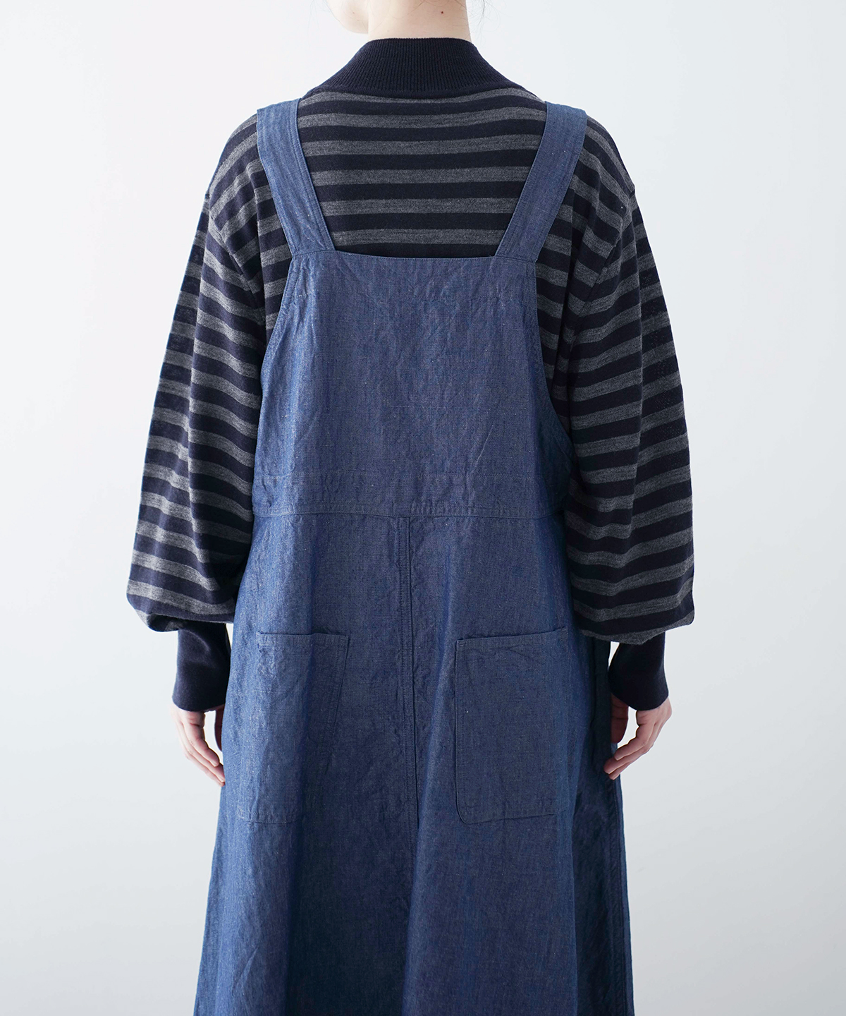 nest Robeコットンリネンチノ サスペンダー ジャンパースカート 白