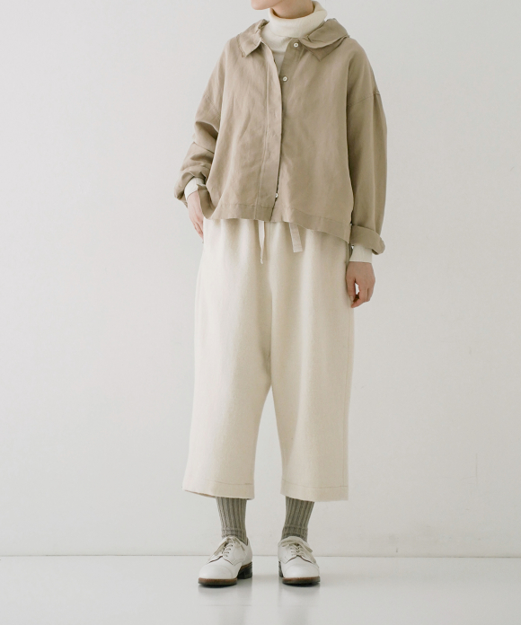 リネンウールツイードドロストパンツ